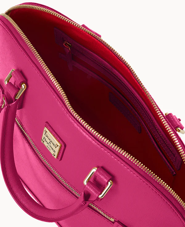 Saffiano Domed Zip Satchel