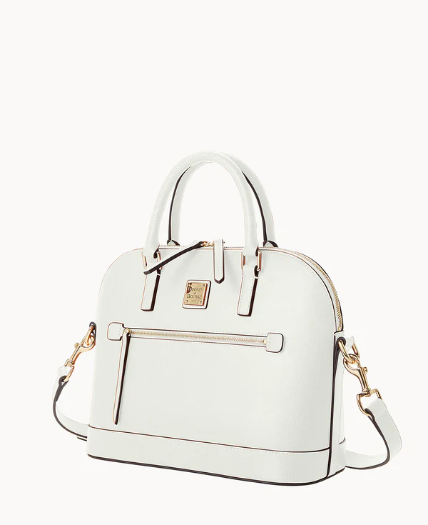 Saffiano Domed Zip Satchel