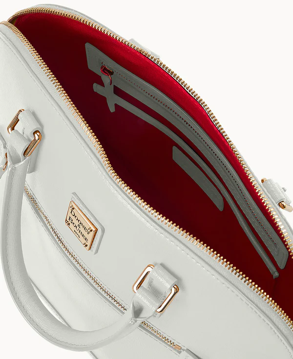 Saffiano Domed Zip Satchel
