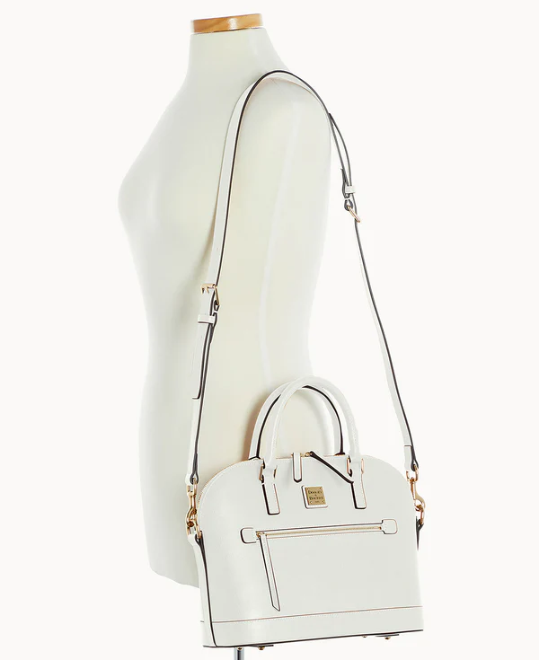 Saffiano Domed Zip Satchel