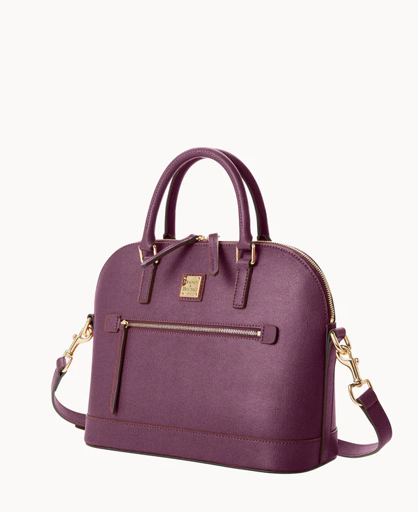Saffiano Domed Zip Satchel