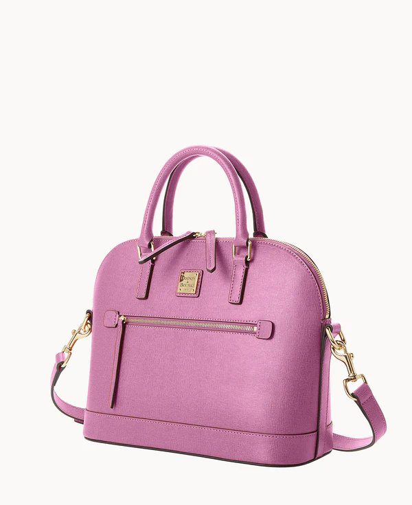Saffiano Domed Zip Satchel