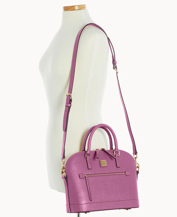 Saffiano Domed Zip Satchel
