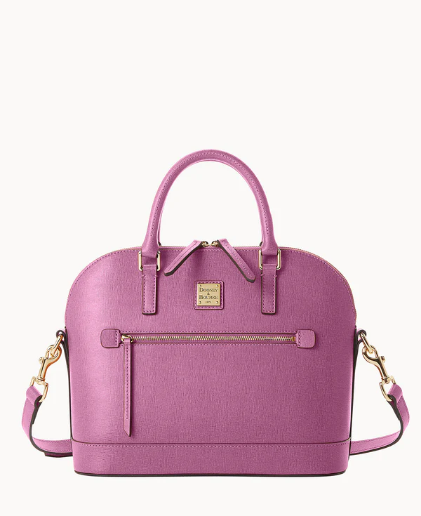 Saffiano Domed Zip Satchel