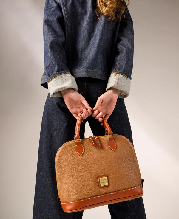 Pebble Grain Zip Zip Satchel