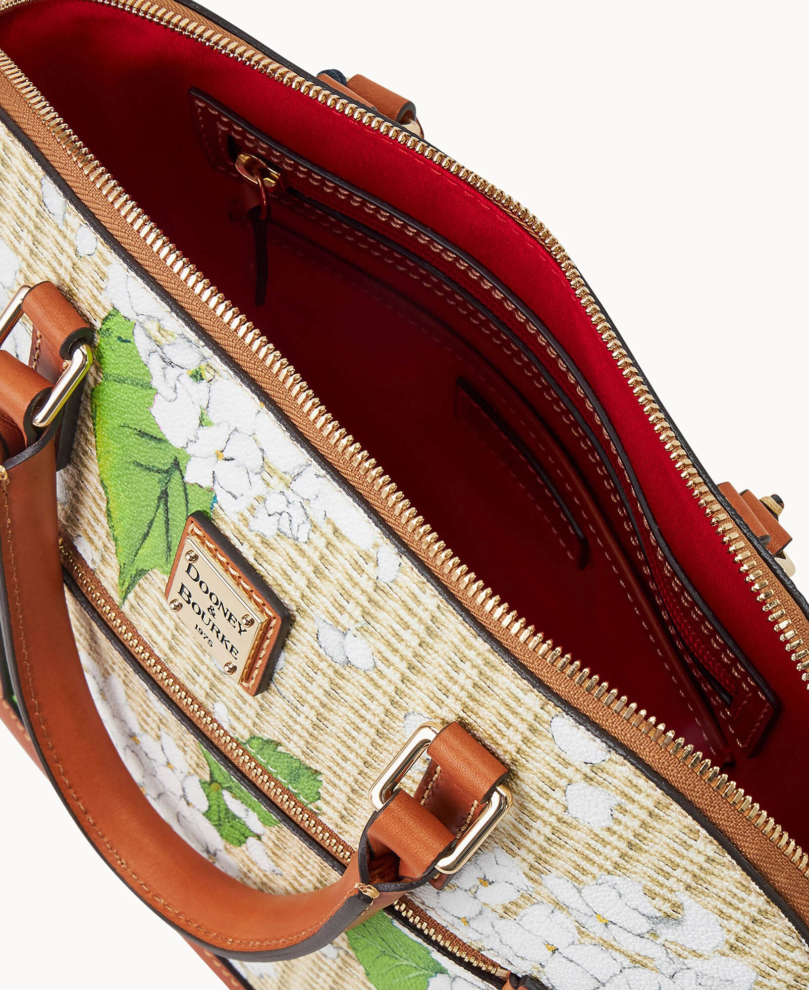 Hydrangea Basketweave Domed Zip Satchel