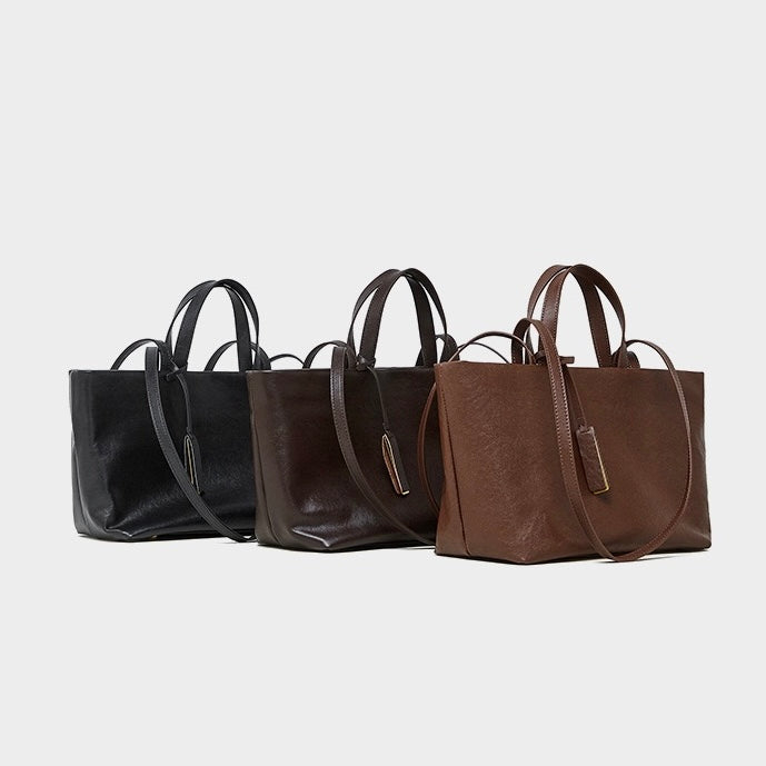 Women's Genuine Leather Vintage Soft Large-Capacity Crossbody Tote Bag