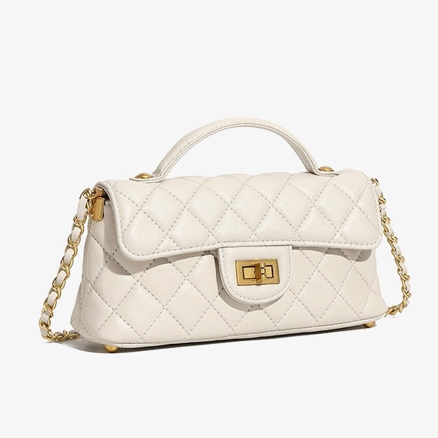 Women’s Genuine Leather Quilted Chain Shoulder Crossbody Bag