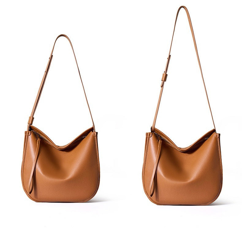 Women’s Genuine Leather Soft Tote Bag in Lazy Chic Style with Large Capacity