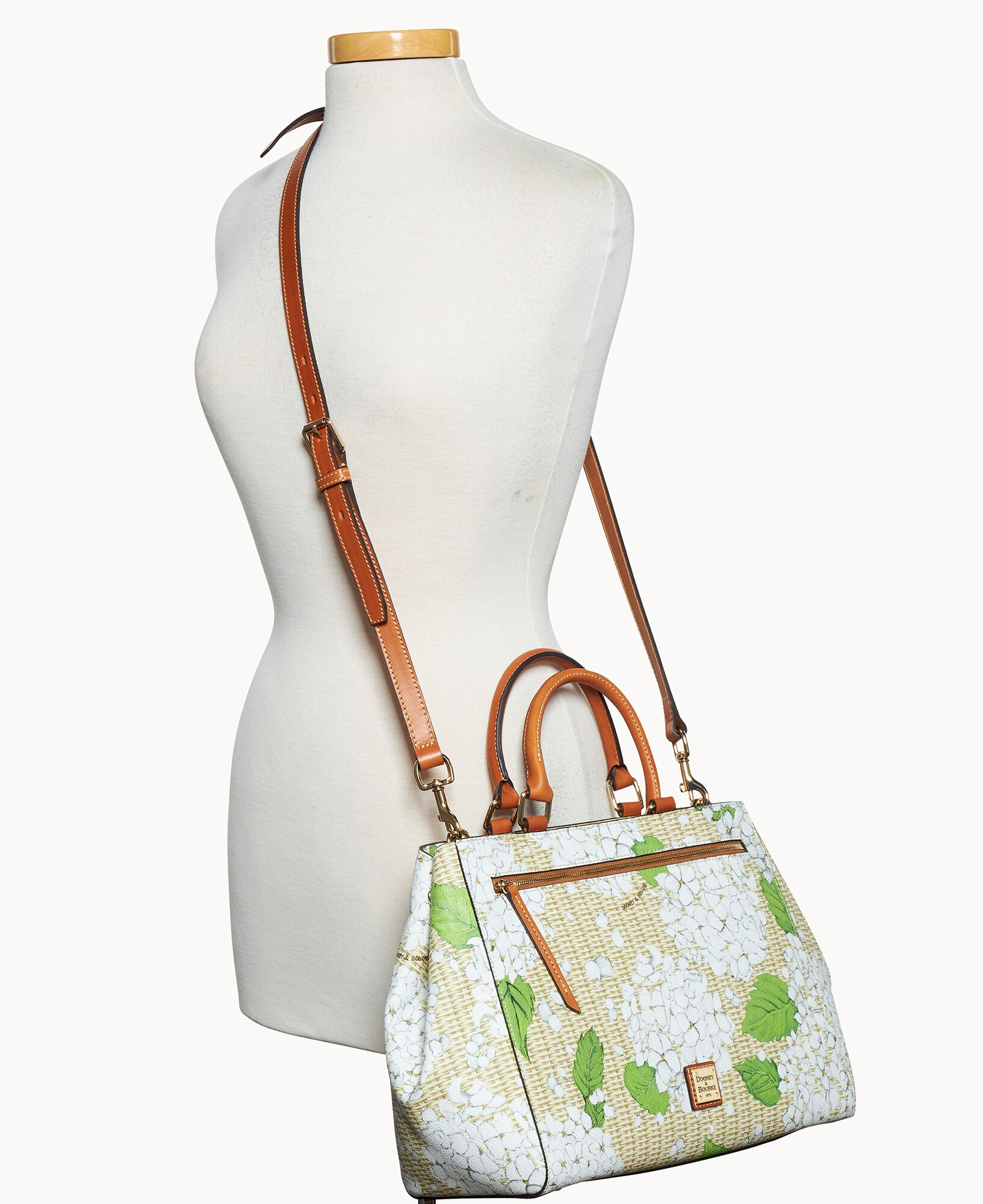Hydrangea Basketweave Zip Satchel