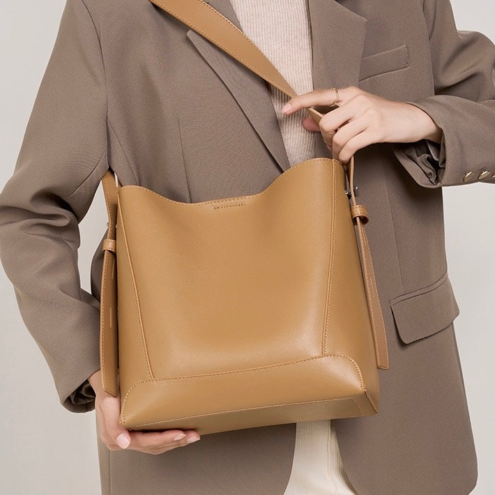Women’s Genuine Leather Crossbody & Shoulder Oversized Bucket Bag