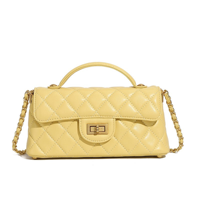 Women’s Genuine Leather Quilted Chain Shoulder Crossbody Bag