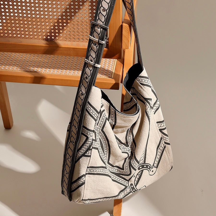 Pony Totem Print Slouchy Large Capacity Lightweight Shoulder Bag