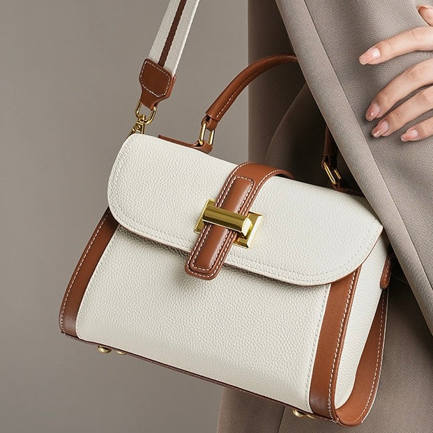 Women’s Luxe Minimalist Leather Structured Top Handle Crossbody Bag