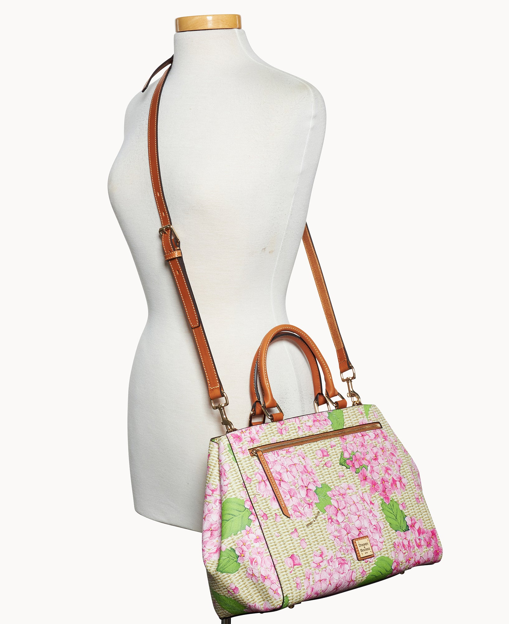 Hydrangea Basketweave Zip Satchel