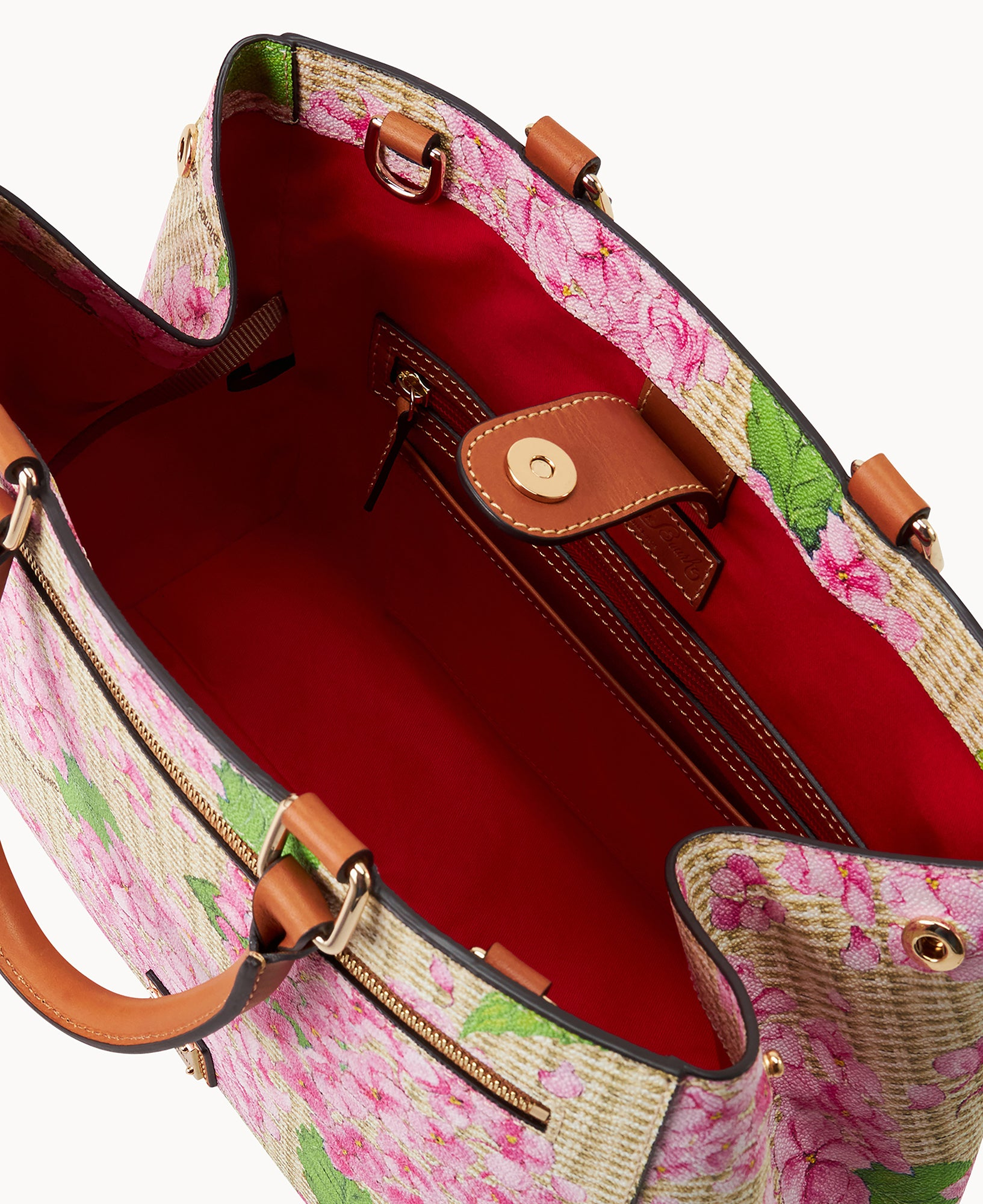 Hydrangea Basketweave Zip Satchel