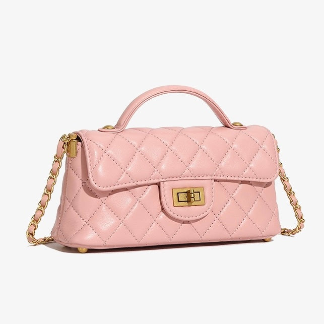 Women’s Genuine Leather Quilted Chain Shoulder Crossbody Bag