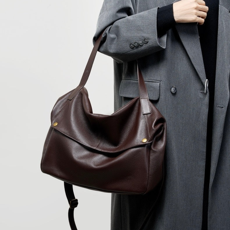 Women's Retro Genuine Leather Soft Minimalist Casual Tote Bag