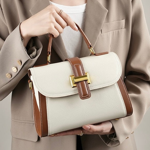 Women’s Luxe Minimalist Leather Structured Top Handle Crossbody Bag