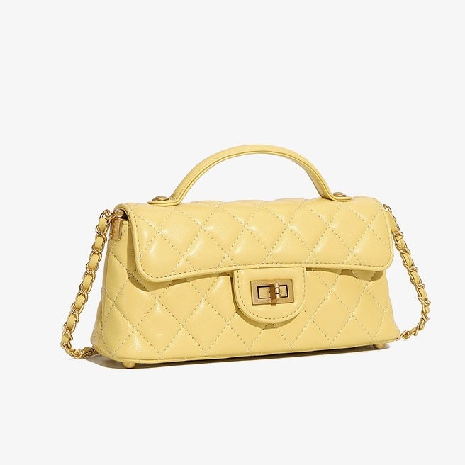 Women’s Genuine Leather Quilted Chain Shoulder Crossbody Bag