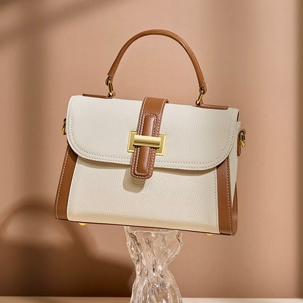 Women’s Luxe Minimalist Leather Structured Top Handle Crossbody Bag