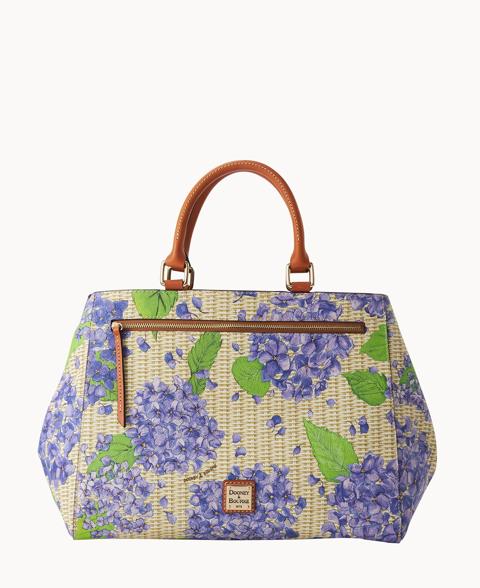 Hydrangea Basketweave Zip Satchel