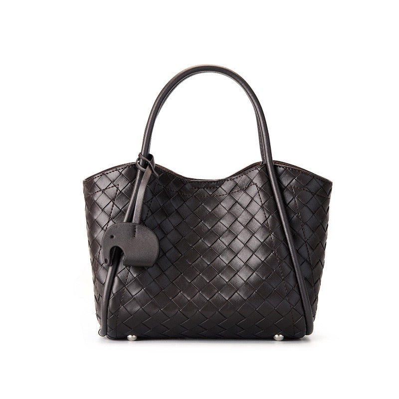 Premium Leather Woven Large Capacity Versatile Tote Crossbody Basket Bag
