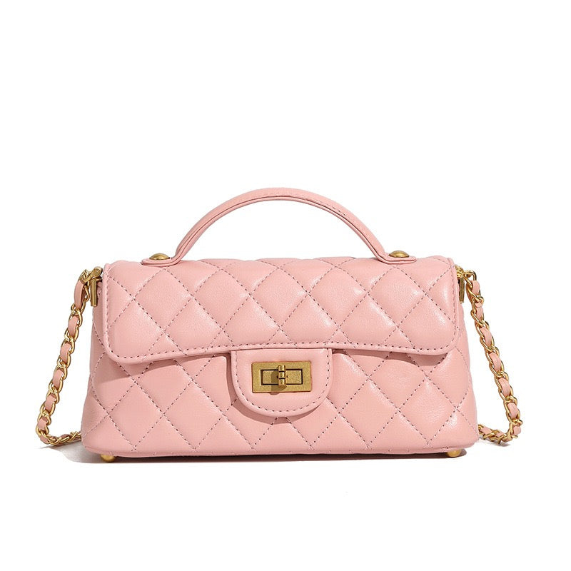 Women’s Genuine Leather Quilted Chain Shoulder Crossbody Bag