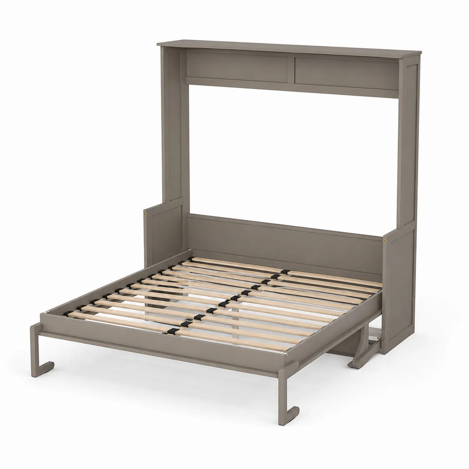 Letto a scomparsa matrimoniale in legno MDF e betulla grigio