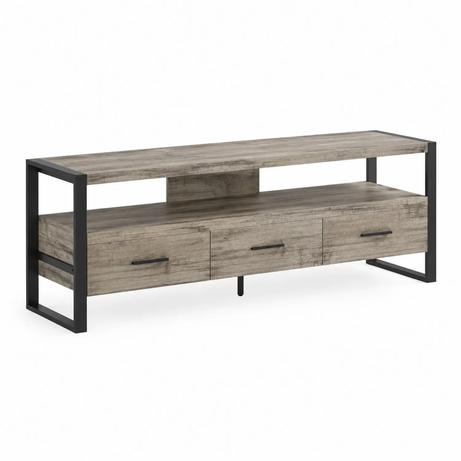 Mobile TV in MDF effetto quercia con struttura in metallo 150x40x45 cm