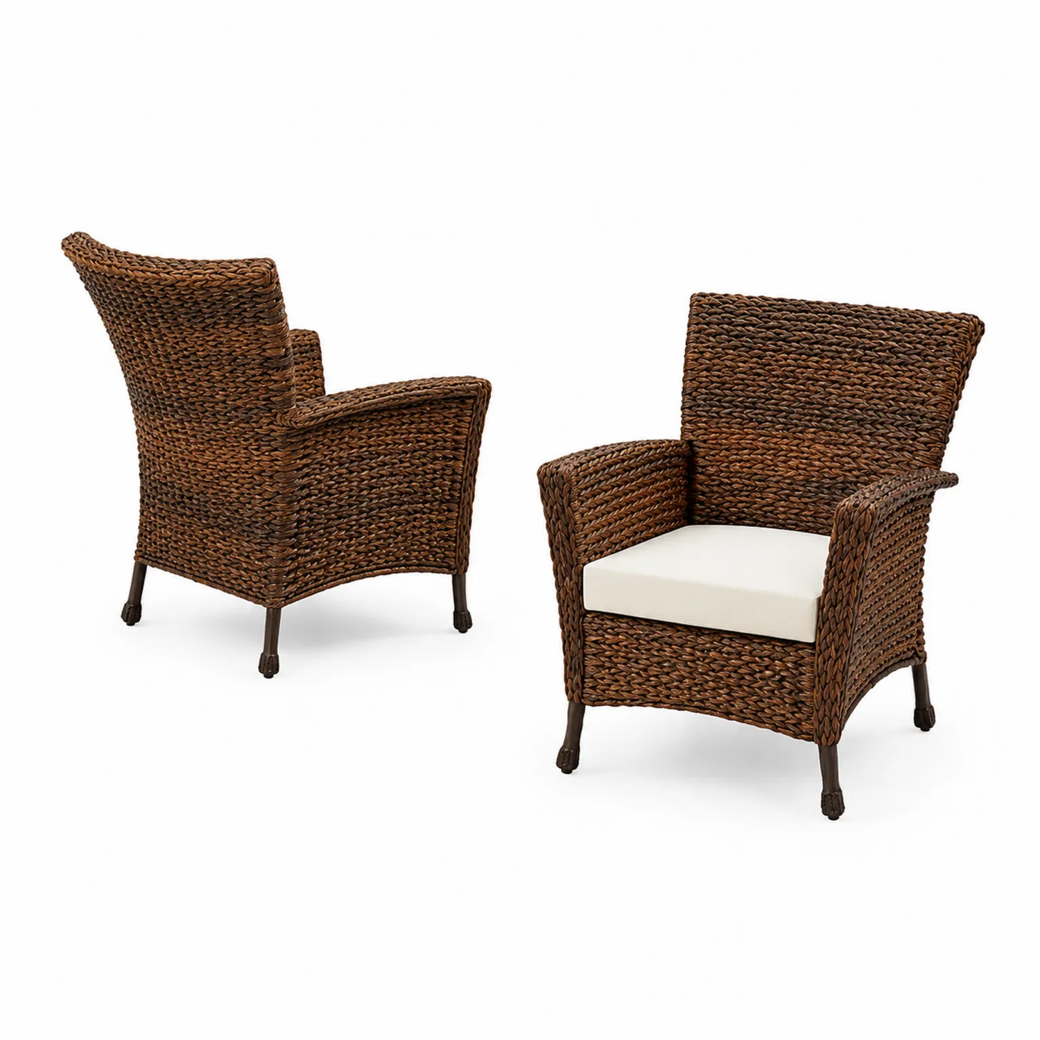 Set di 2 Poltrone da Esterno in Rattan con Cuscini Beige