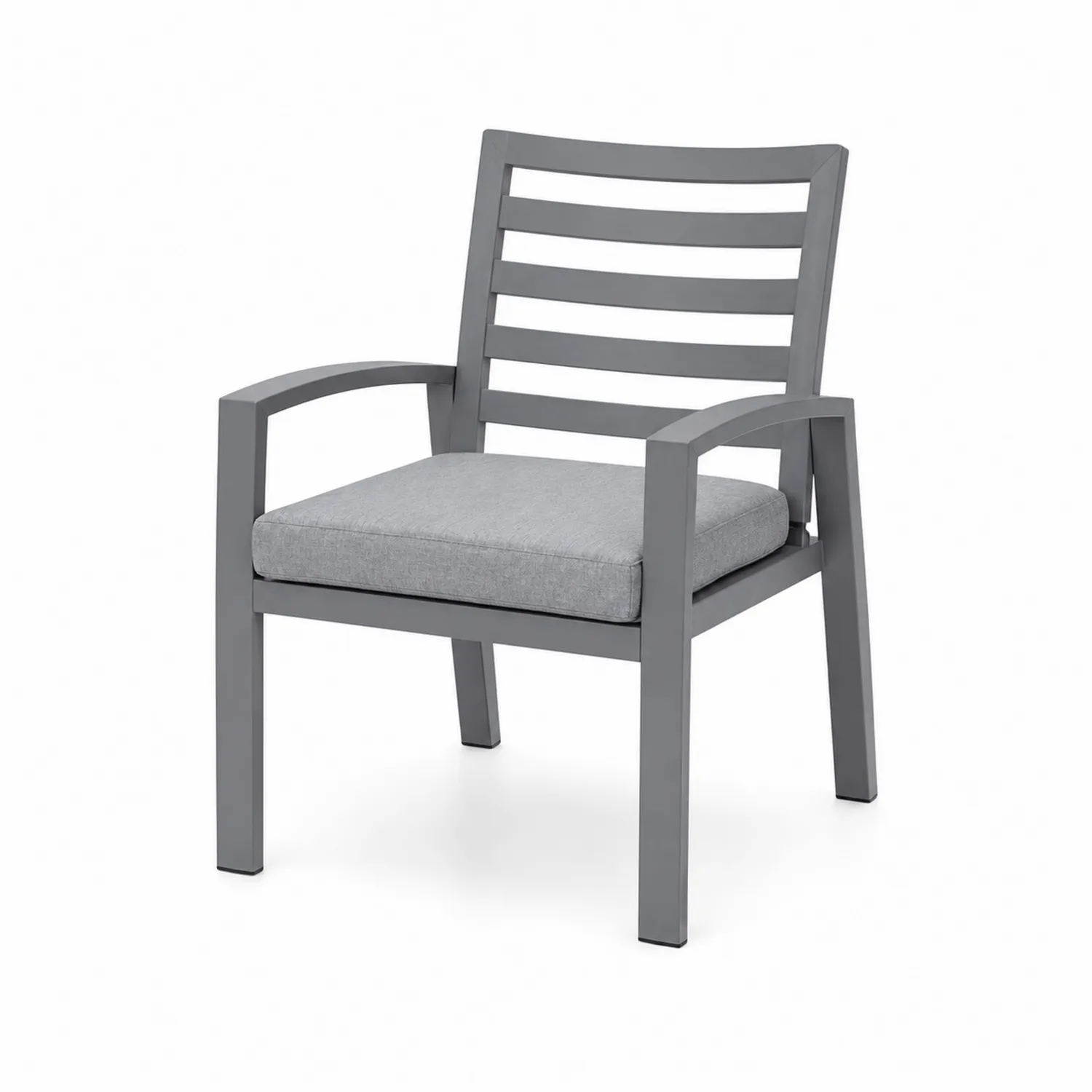 Sedia da esterno in metallo con cuscino grigio