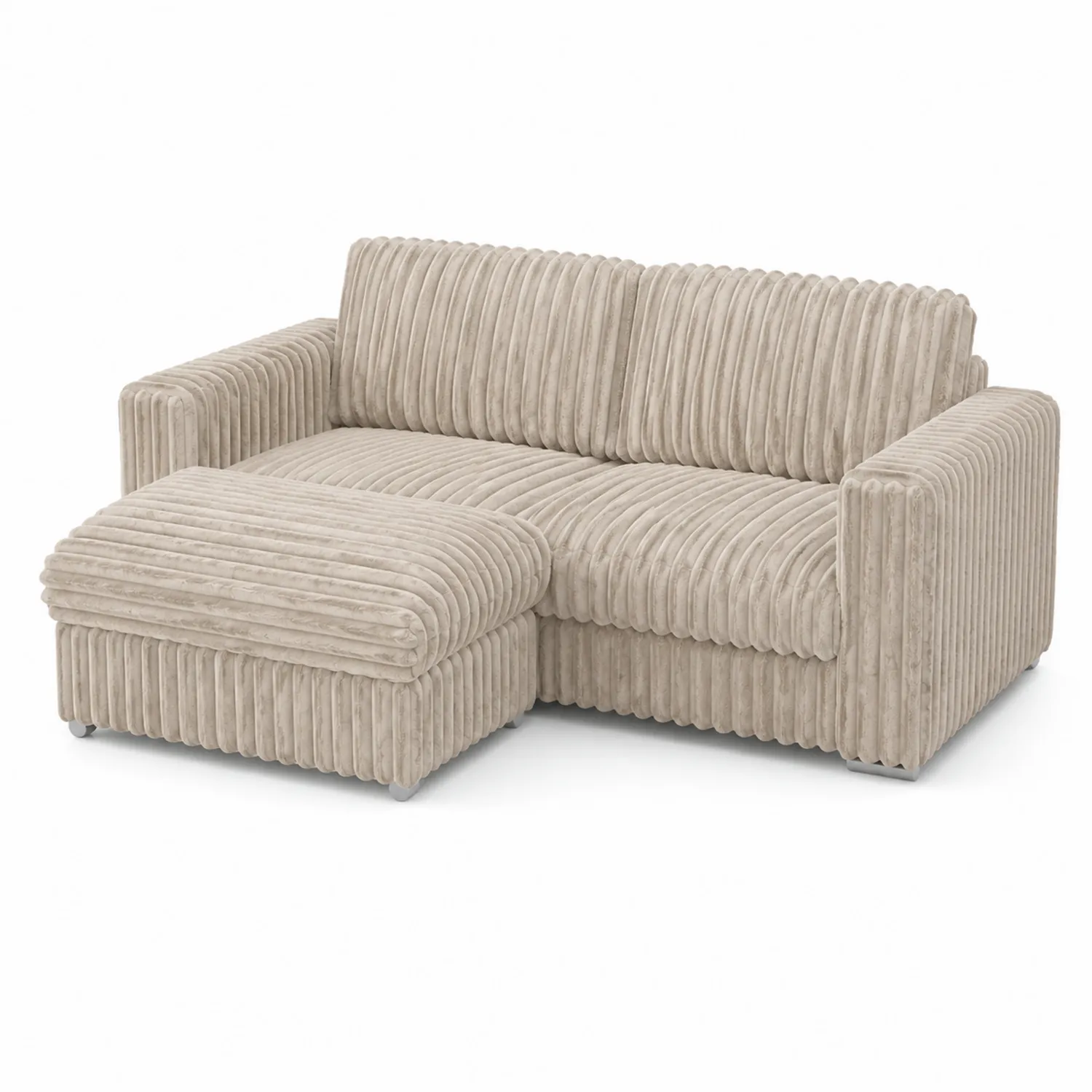 Divano angolare in velluto beige