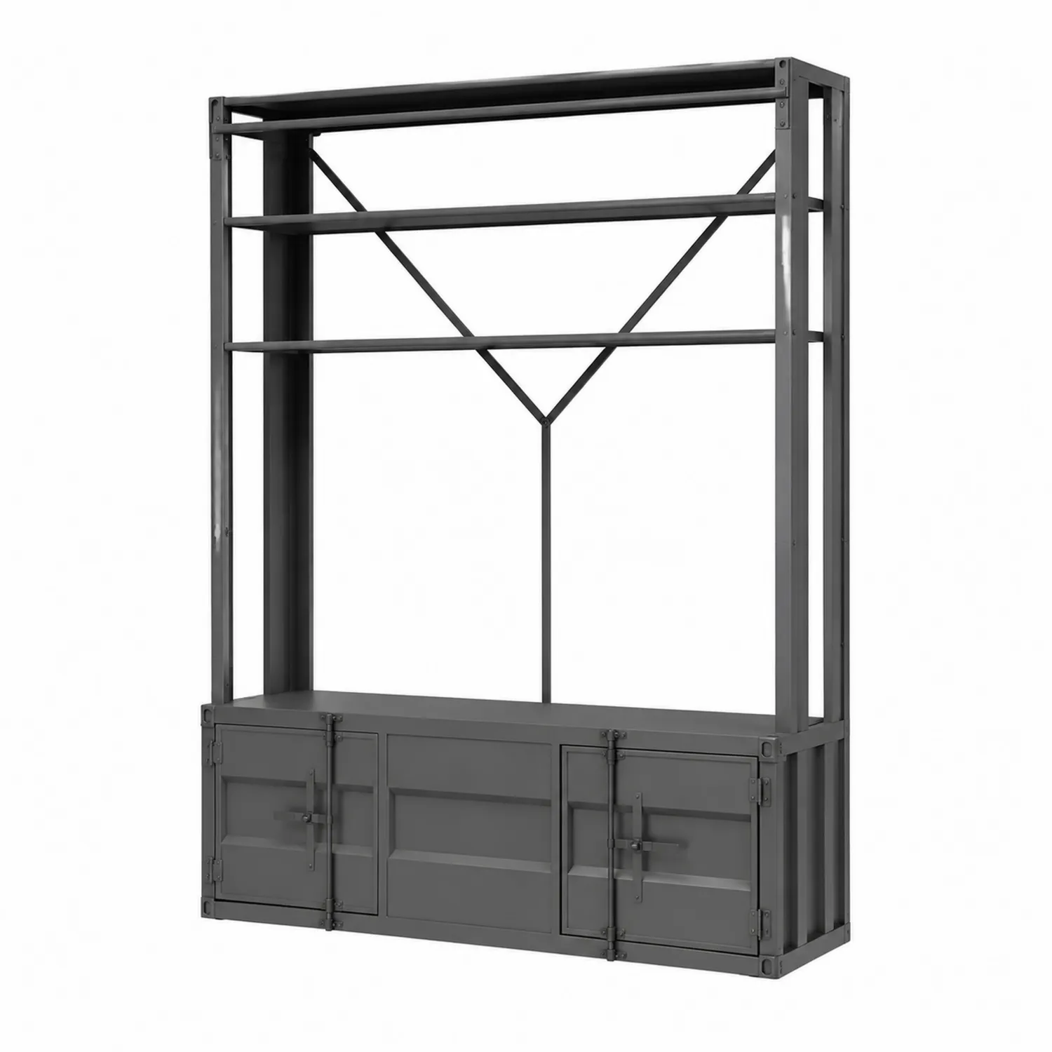 Libreria in Metallo con Scaffali e Ante 200x150x40 cm