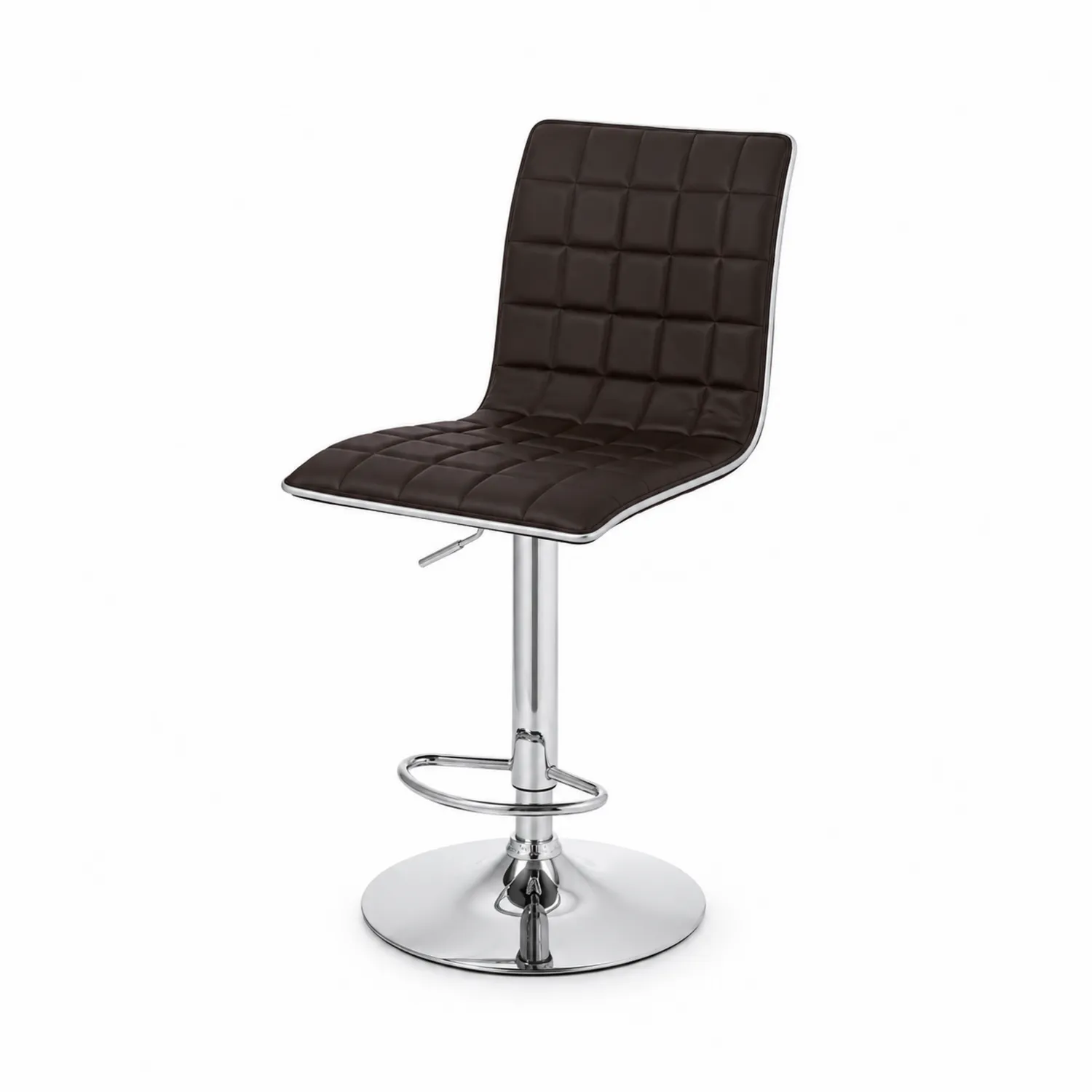 Sgabello in Metallo Regolabile con Pelle PU Marrone