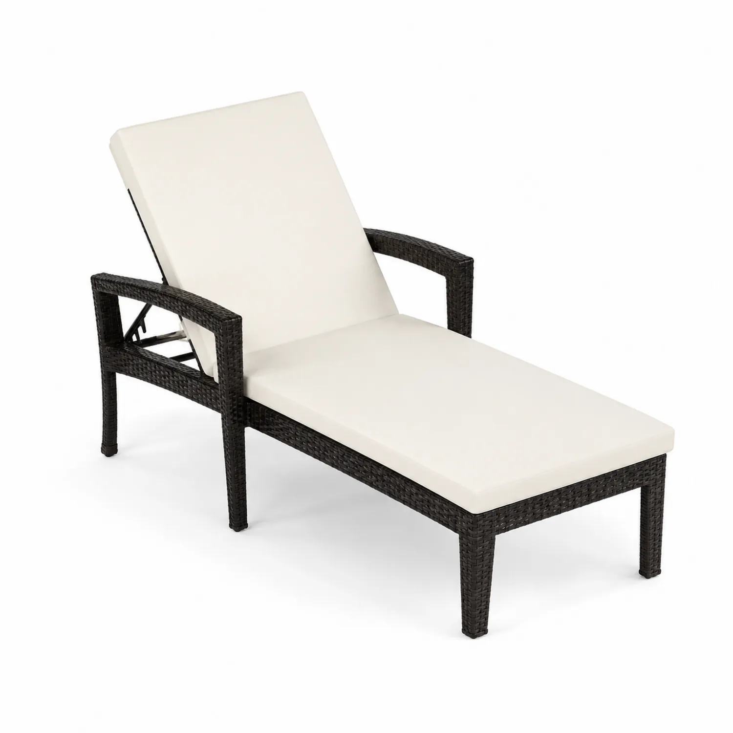 Sdraio Prendisole in Rattan Sintetico con Cuscino Crema