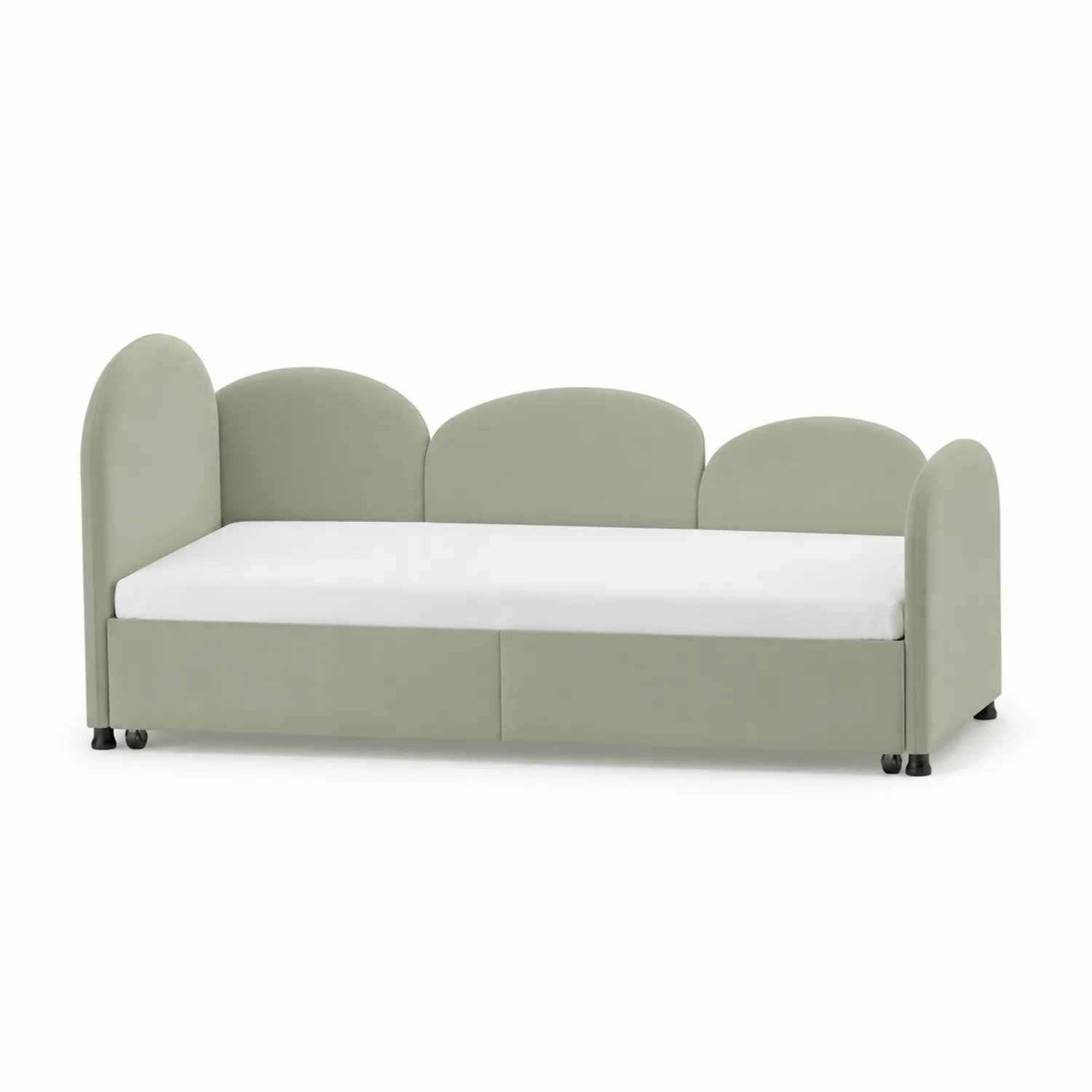 Letto per bambini in tessuto con contenitore verde 200x100x80 cm