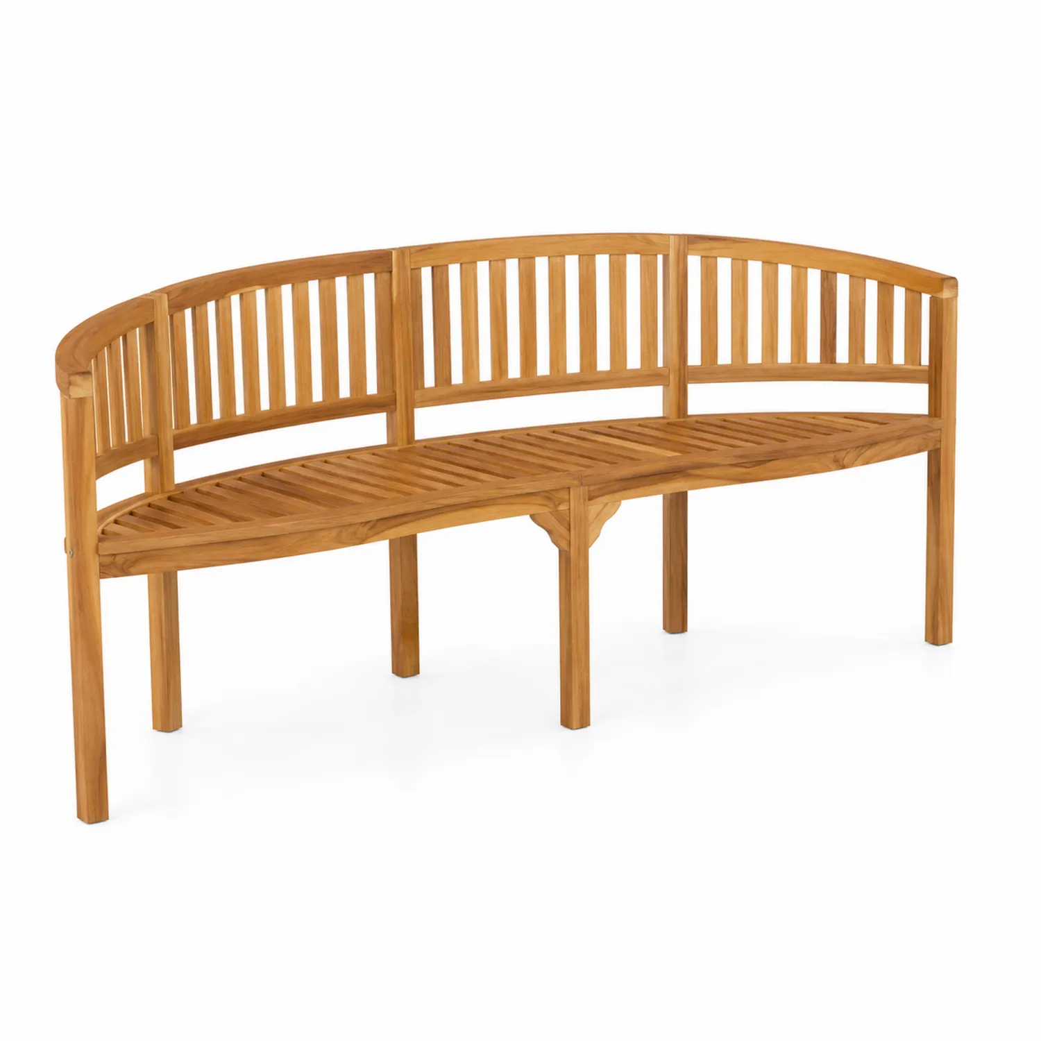 Panca curva da giardino in legno di teak