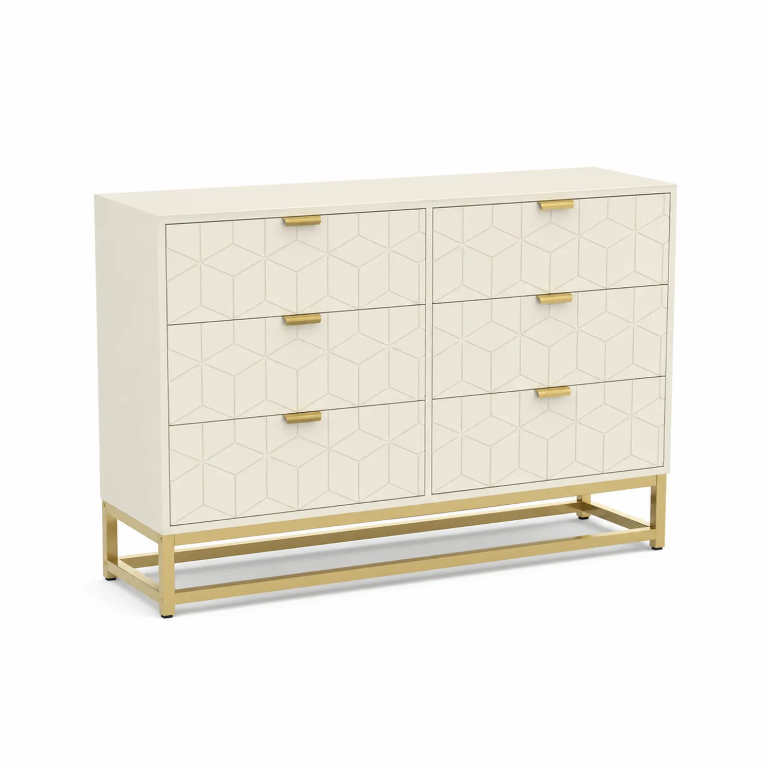 Cassettiera in Legno MDF con 6 Cassetti e Struttura in Metallo