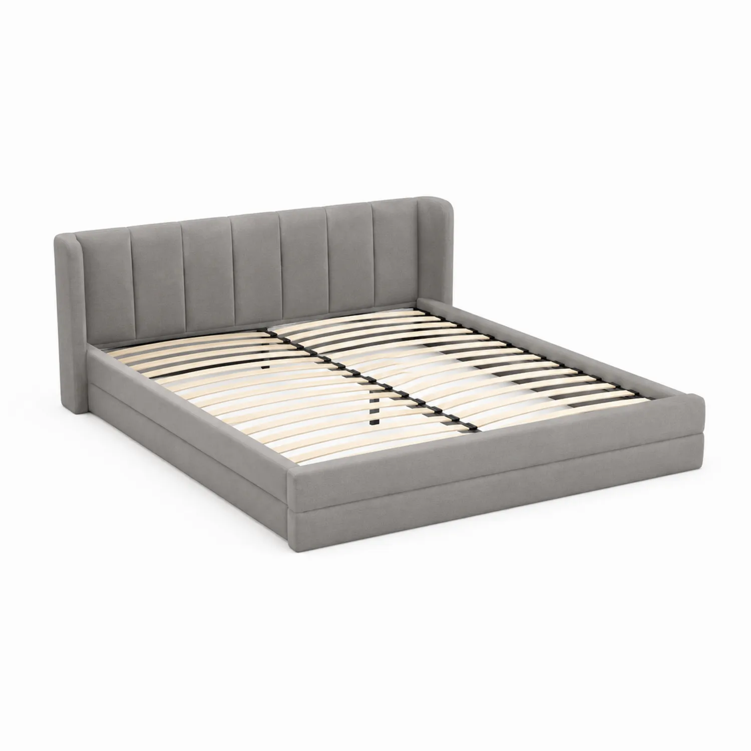 Letto matrimoniale in tessuto grigio 160x200 cm