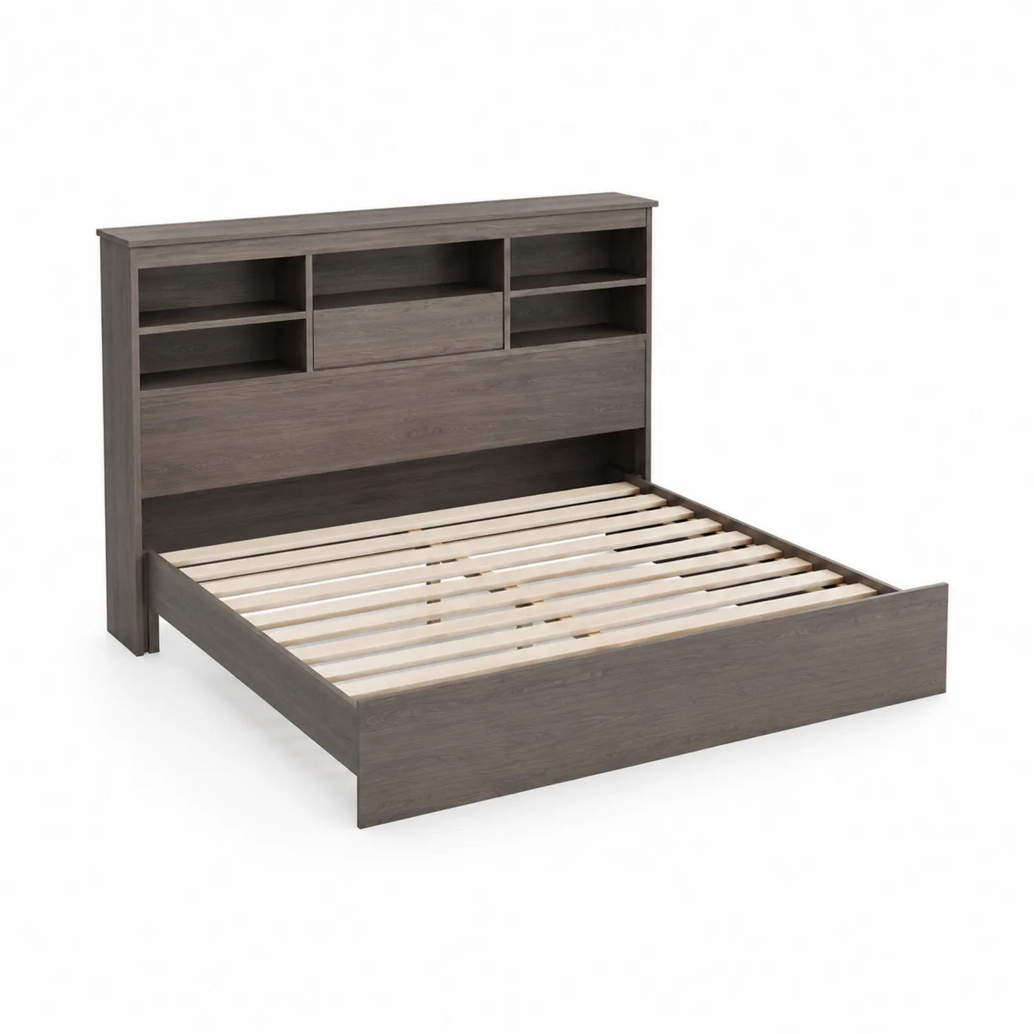 Letto in legno con testiera libreria integrata 200x160 cm