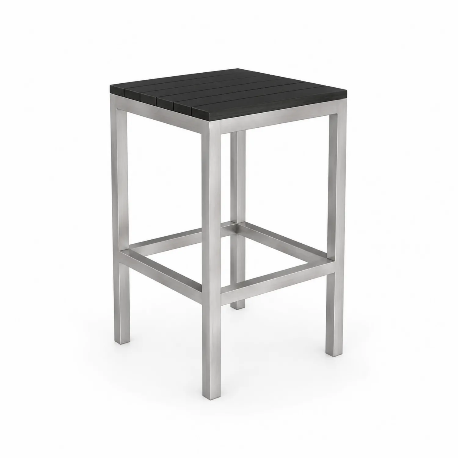 Sgabello da giardino in acciaio inossidabile e legno HDPE nero