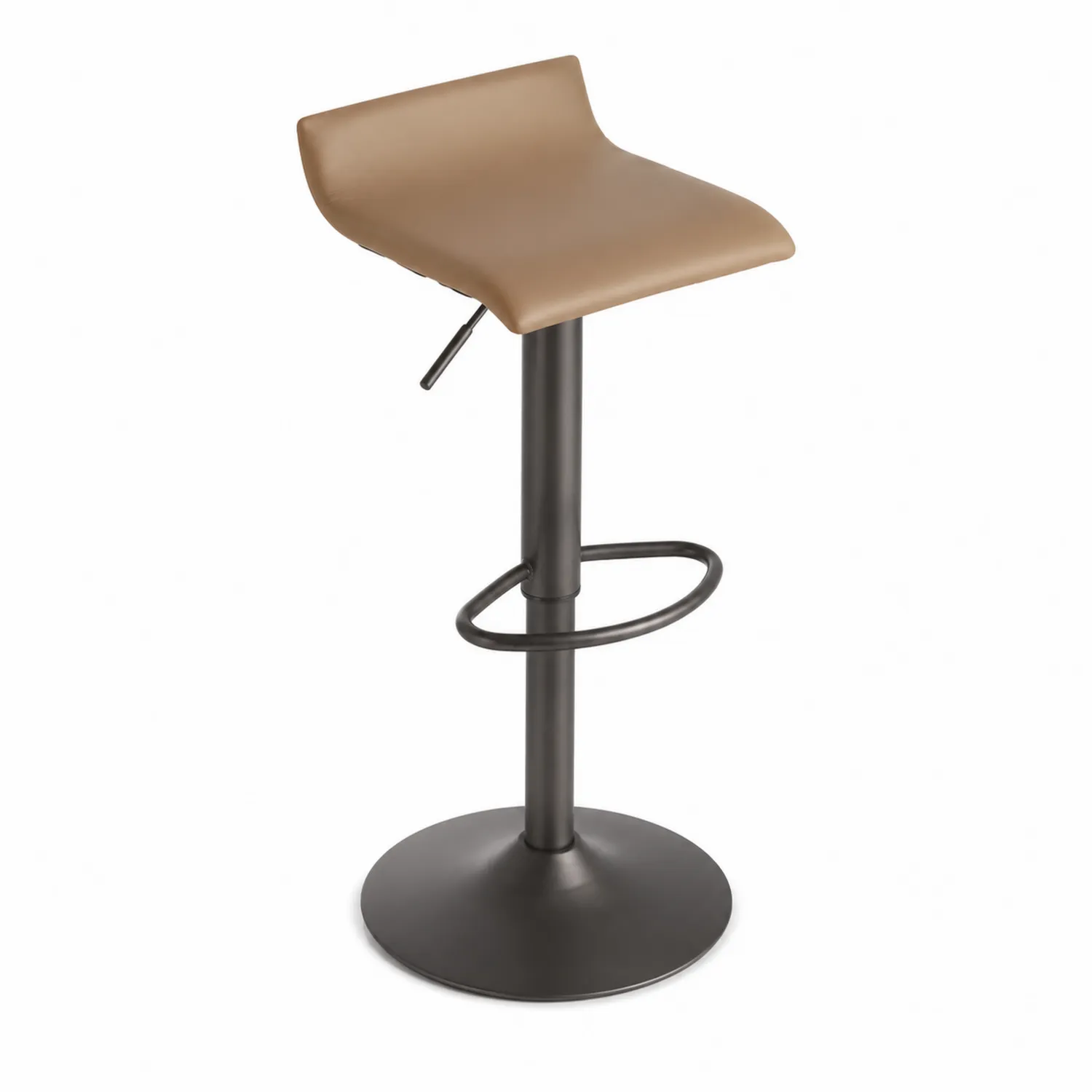Sgabello da Bar in Similpelle Beige con Struttura in Metallo