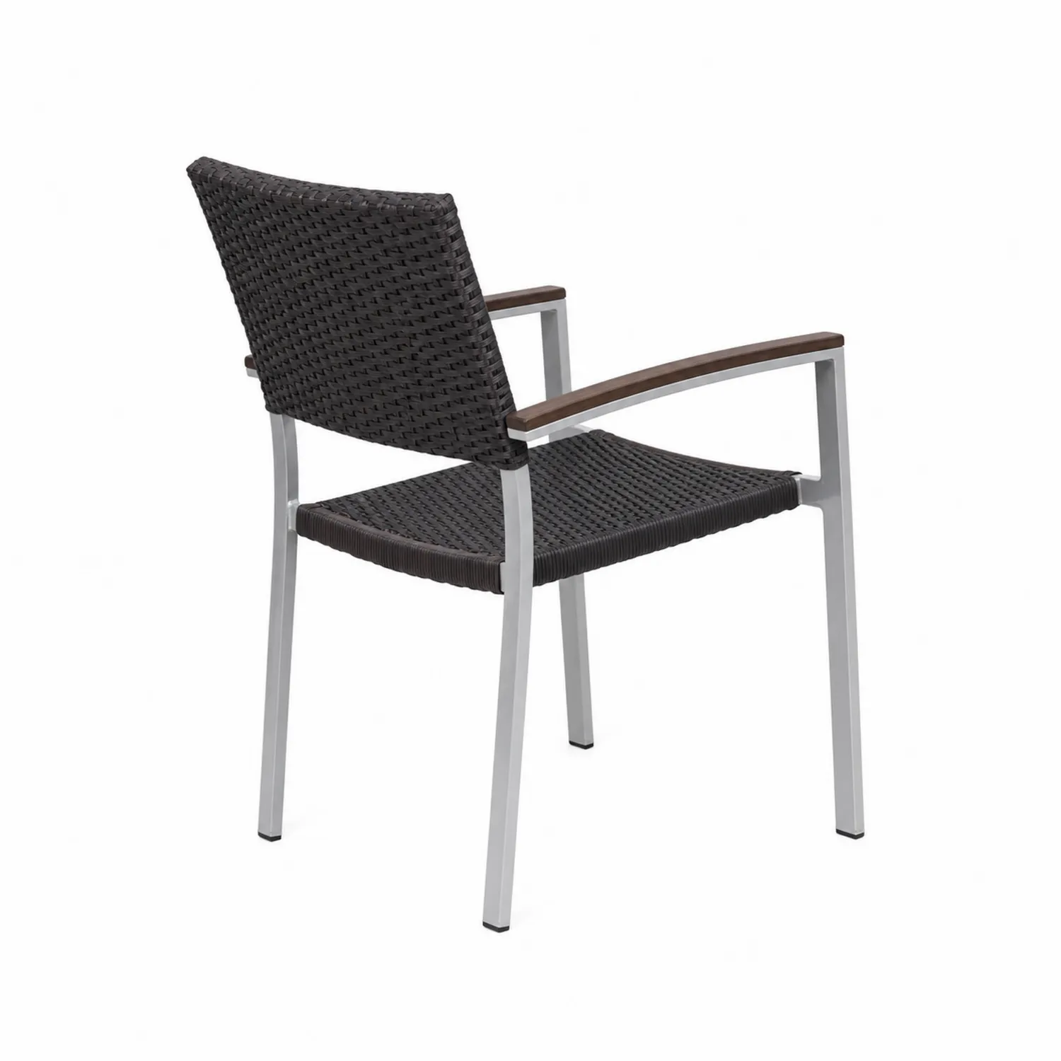 Sedia in alluminio e rattan sintetico con braccioli