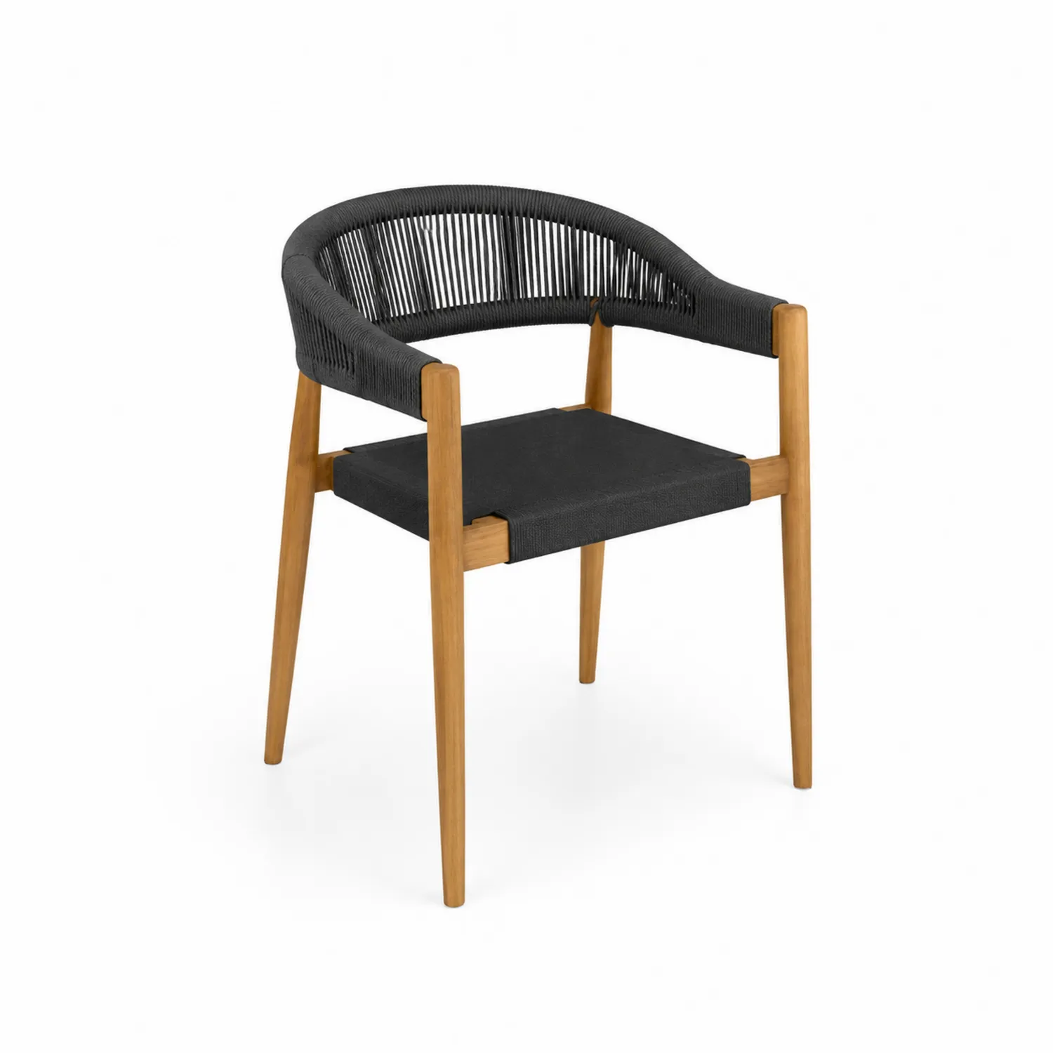 Sedia in Legno di Teak e Corda Nera