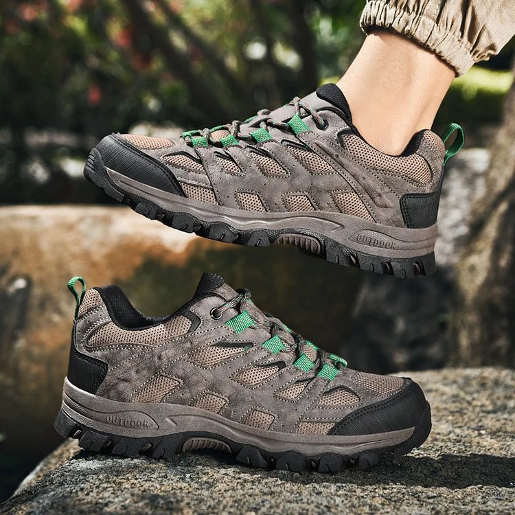 Men's Outdoor Hiking Shoes – Breathable Waterproof Low-Cut Walking Shoes with Non-Slip Traction, Abrasion-Proof Build & Orthopedic Wide Toe Arch Support