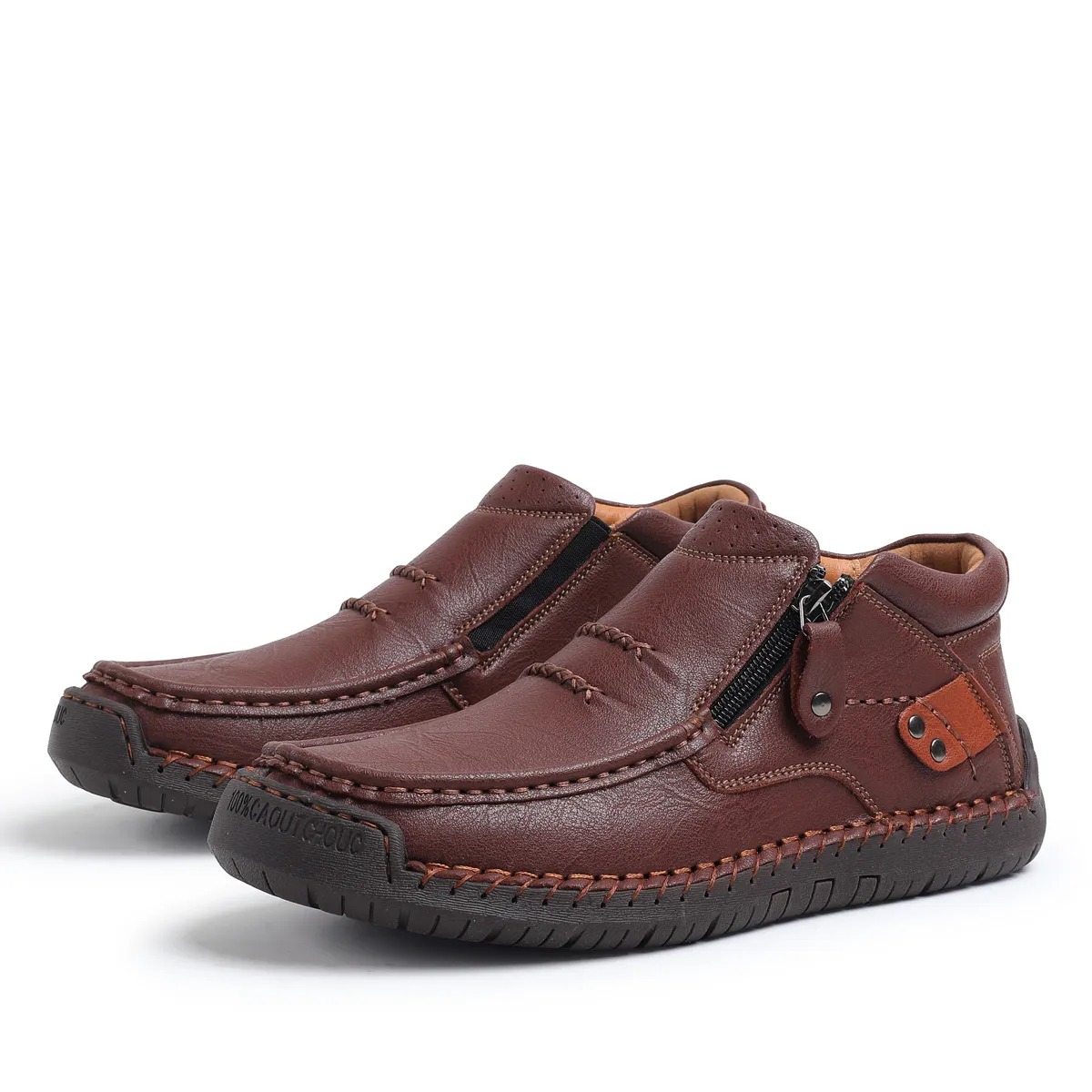 ⏰Limited Time Sale 70% OFF-Men’s Handmade Premium Leather Slip-On Driving Boots – Wide Toe, Arch Support, Waterproof, Pressure Relief, Non-Slip Sole for Casual, Travel & Outdoor