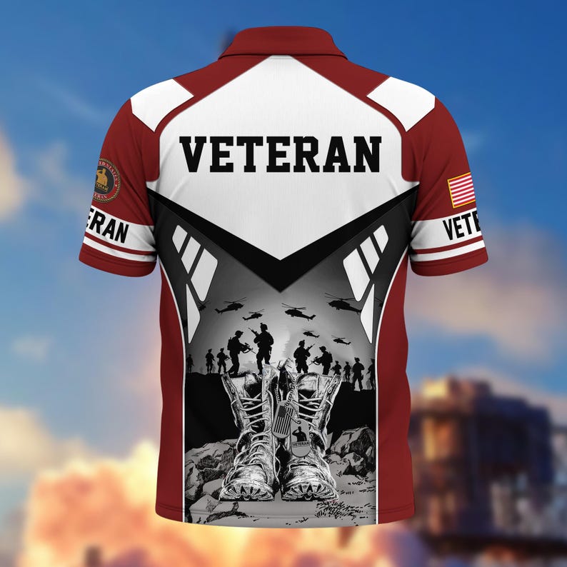 [Copy]U.S. Veteran Military Aircraft Flag Golf Polo Shirt – All Over Print, Moisture-Wicking, Patriotic Tribute