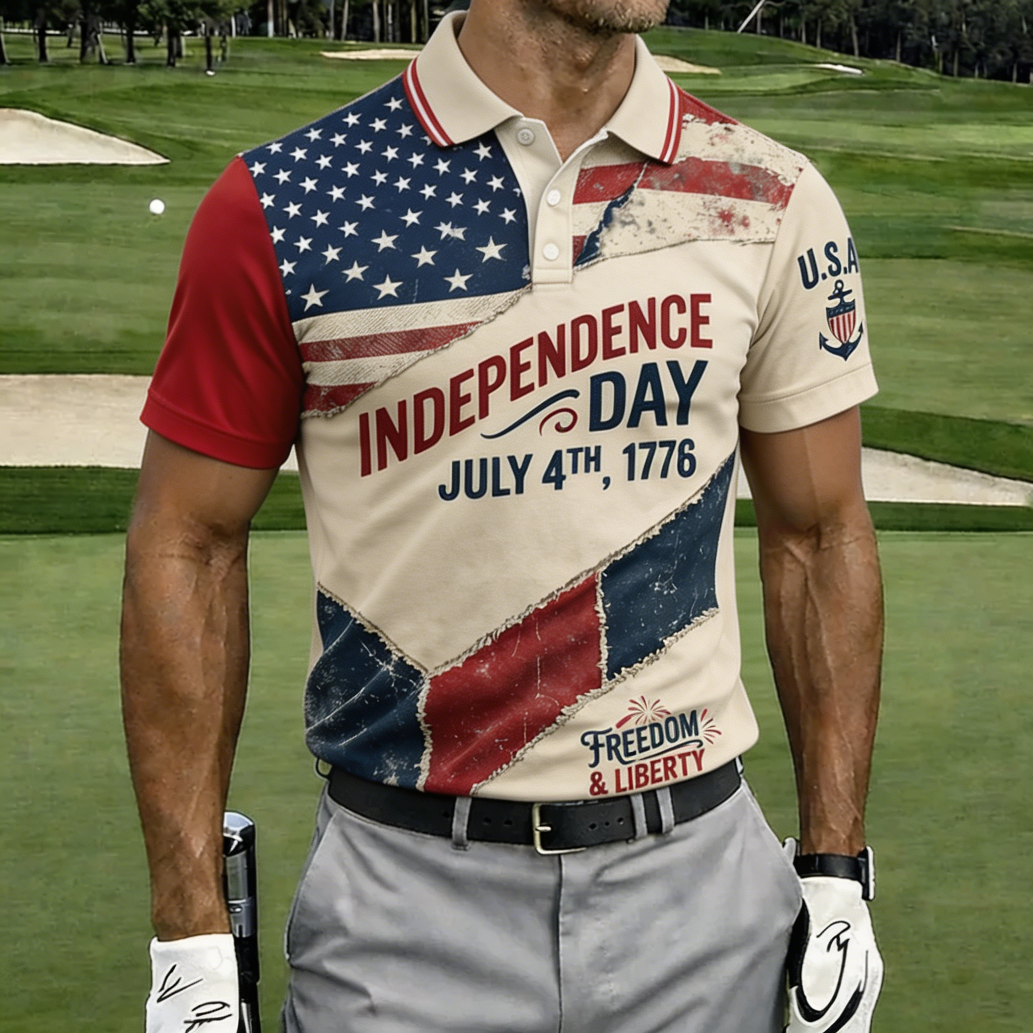 Independence Day July 4th 1776 USA Golf Polo Shirt