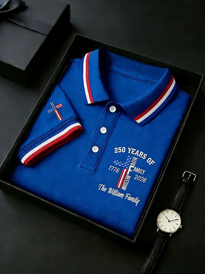 250 Years of Faith & Family USA Custom Embroidered Polo Shirt